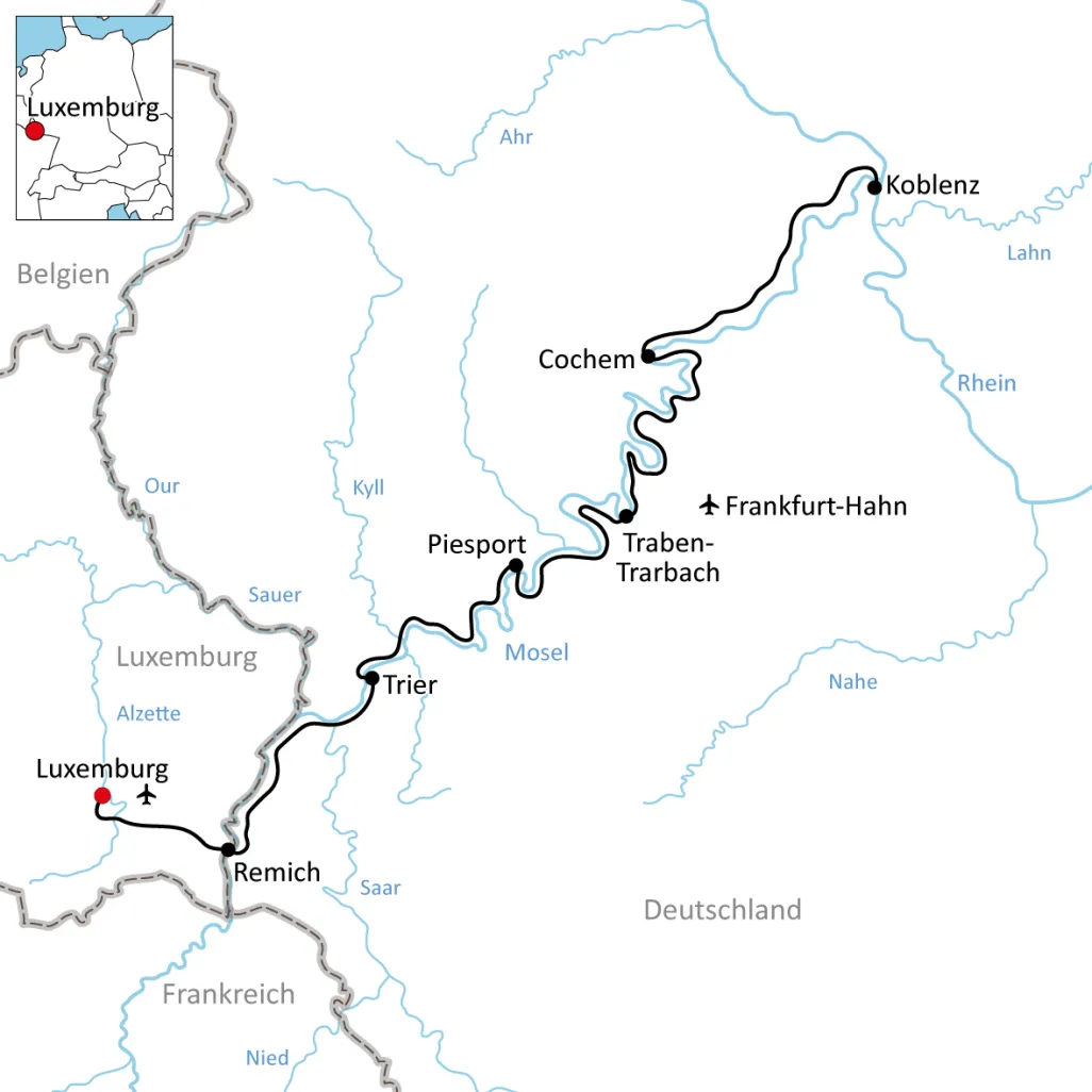 Radtour von Luxemburg entlang der Mosel nach Koblenz