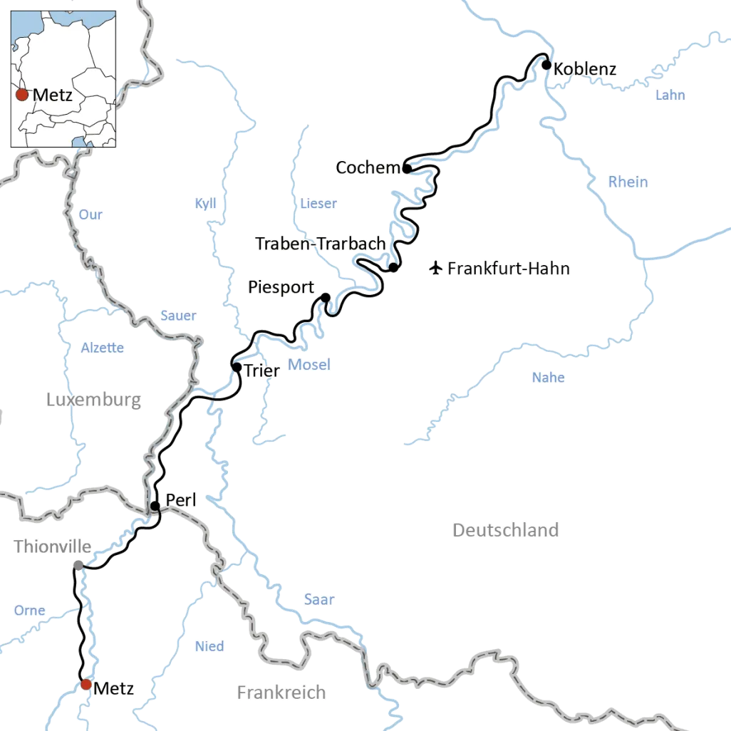 Radtour an der Mosel von Metz nach Koblenz