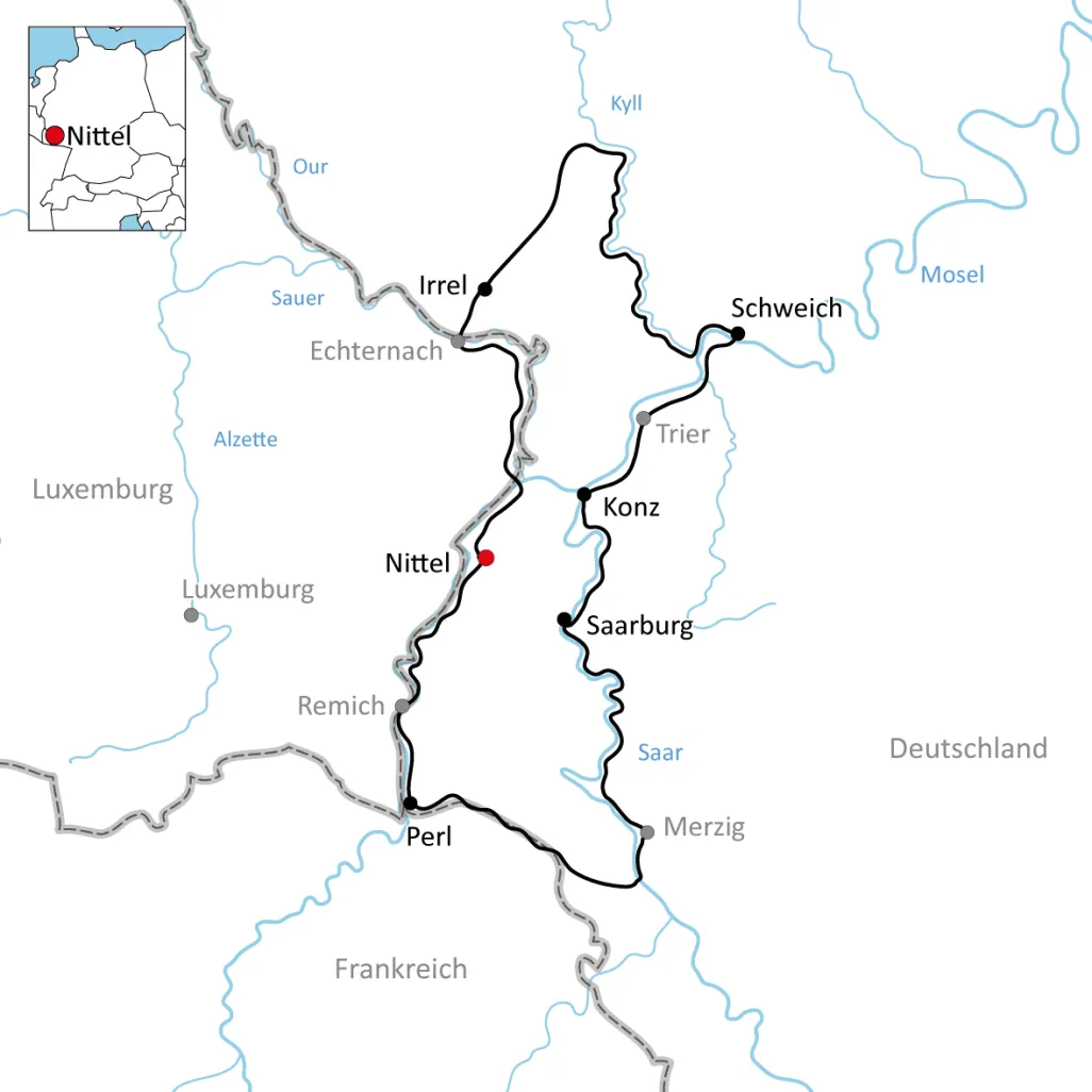 Karte zum Radurlaub rund um die Mosel