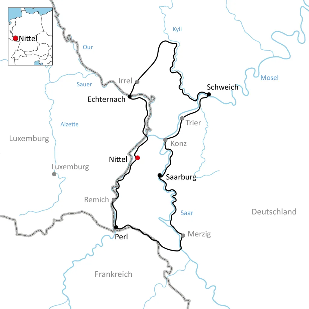 Karte zum Radurlaub rund um die Mosel