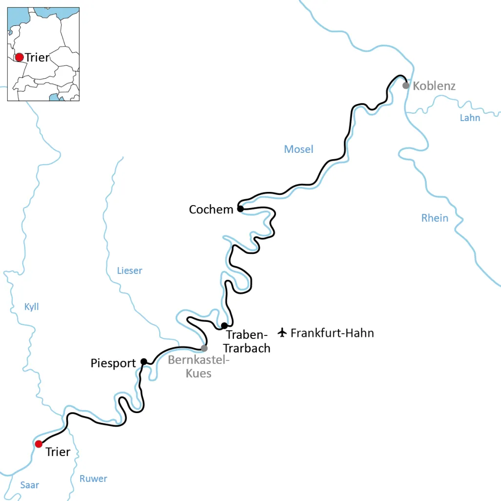 Karte zum Moselradweg in Rheinland-Pfalz