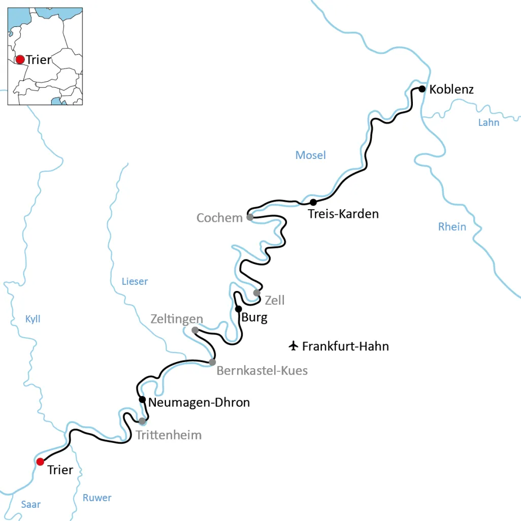 Karte zur Mosel Winzertour