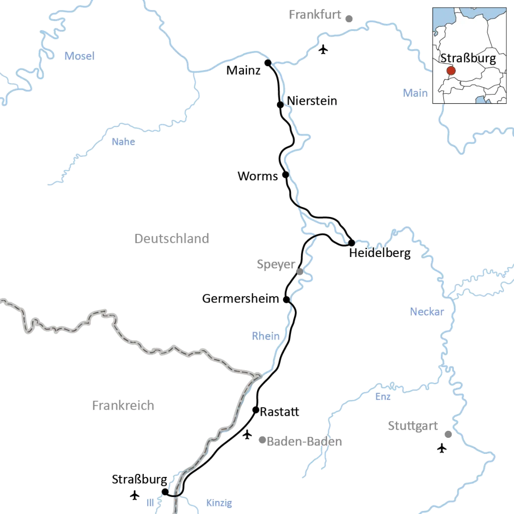 Radtour am Rhein von Straßburg nach Mainz