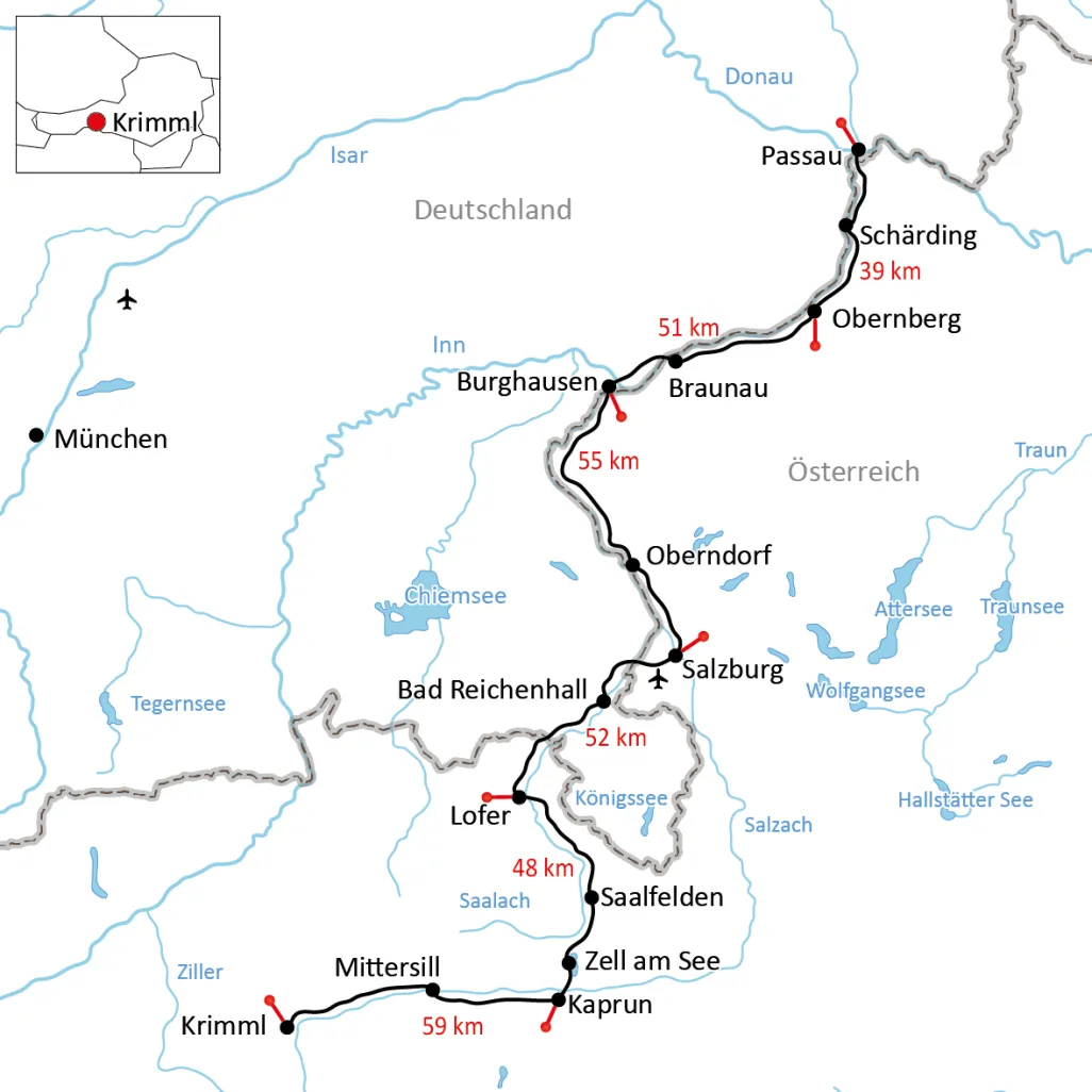 Übersichtskarte Tauern-Radweg