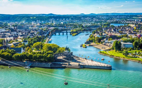 Koblenz, Fluss, Stadt von oben
