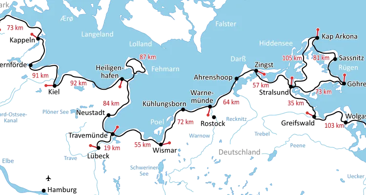 Karte Ostsee-Radweg