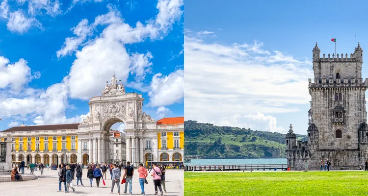 Der Praça do Comércio und der Torre de Belém in Lissabon