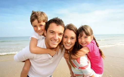 Familie am Strand auf Rügen